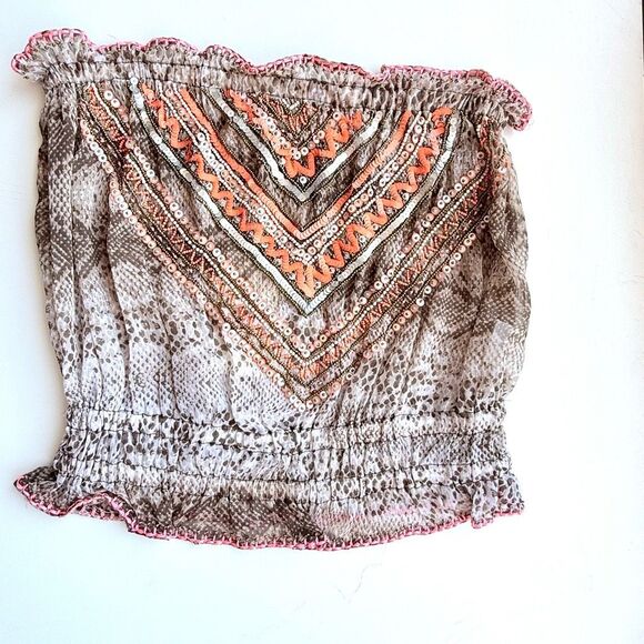 NWT Ramy Brook “Luana” Strapless Animal-Print Sequin Top.  Size XS - Picture 3 of 10